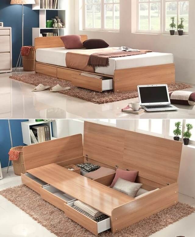 Furniture multifungsi kamar kecil minimalis dengan desain hemat ruang