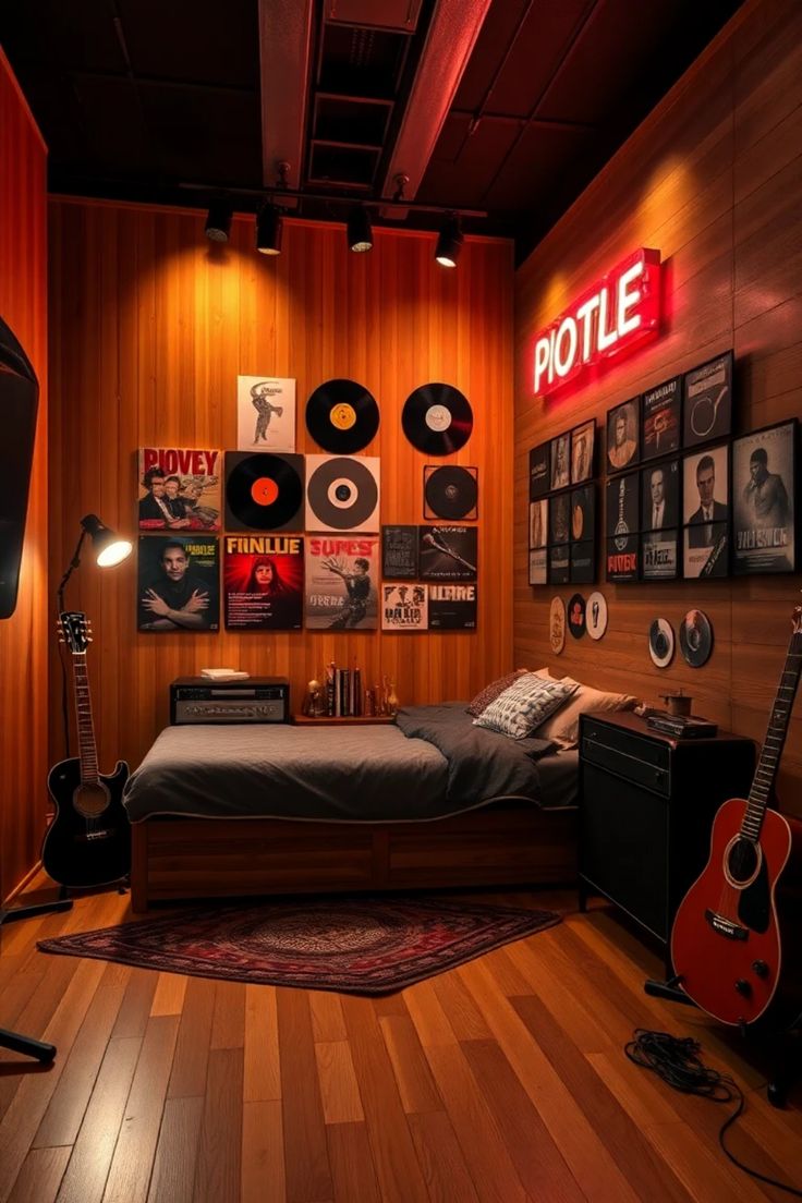 Ilustrasi santai di kamar sambil mendengarkan musik chill