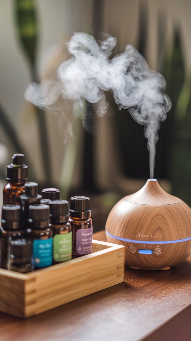 Diffuser aromaterapi DIY dengan minyak esensial lavender